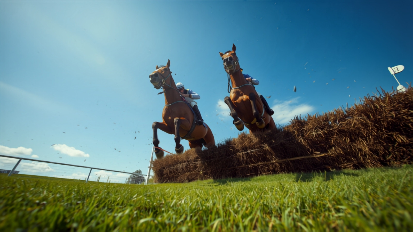 Horse jumping a steeplechase fence
